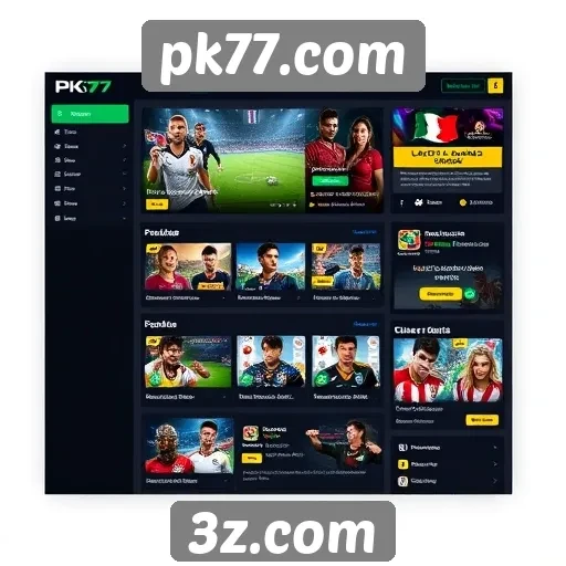 Interface do usuário do pk77.com é intuitiva